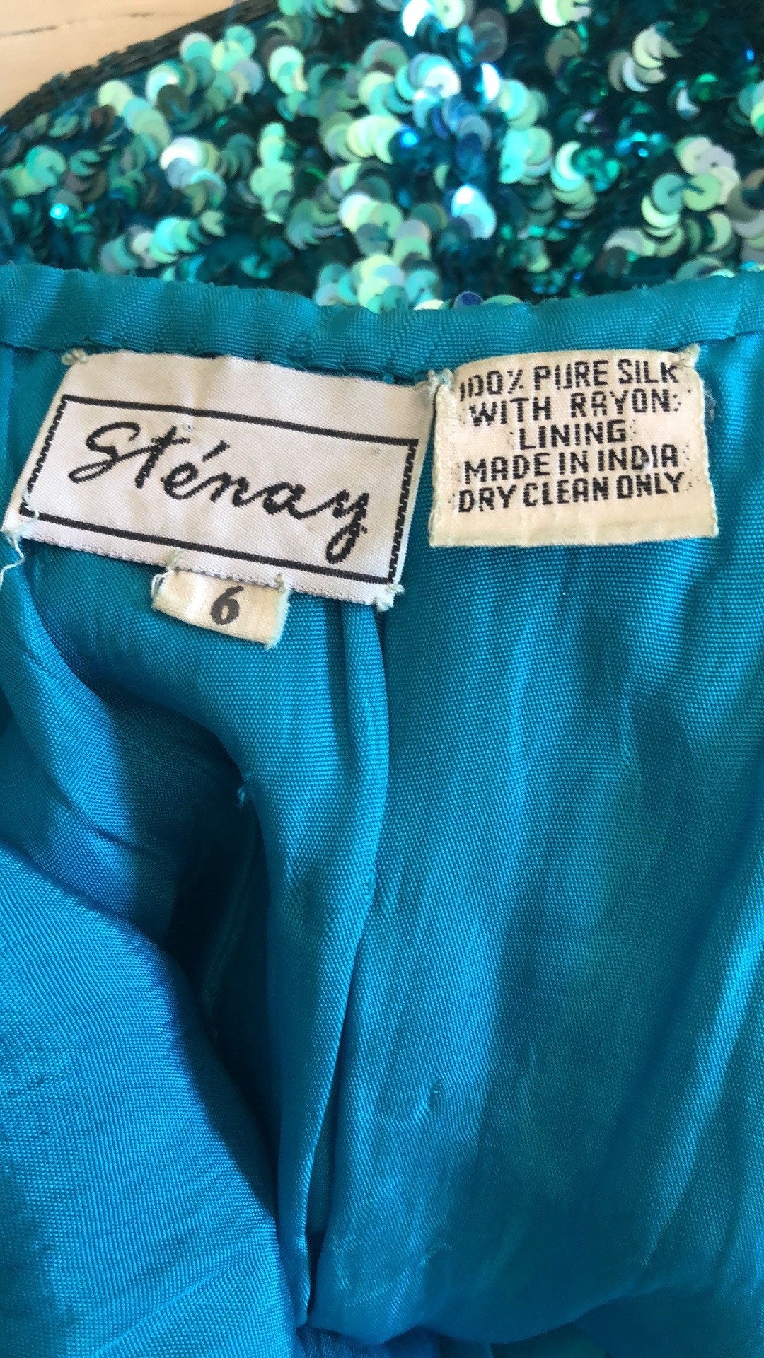 80'S VINTAGE TURQUOISE SEQUINED MICRO MINI DRESS // SIZE SMALL