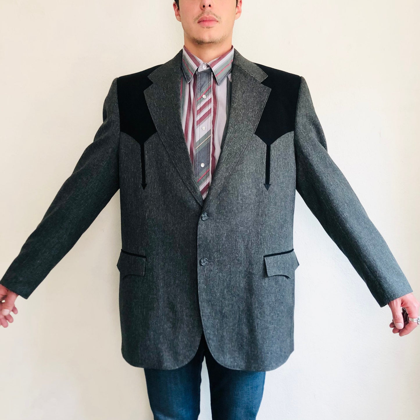 90'S VINTAGE COLOR BLOCK WESTERN BLAZER // SIZE 48L