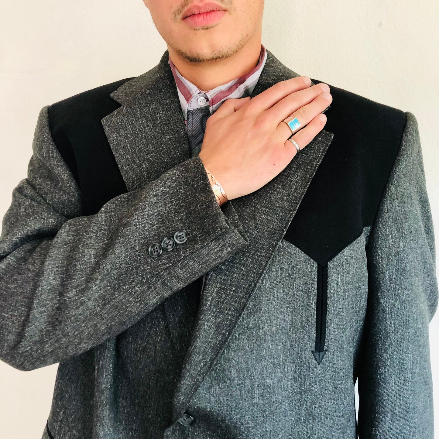 90'S VINTAGE COLOR BLOCK WESTERN BLAZER // SIZE 48L