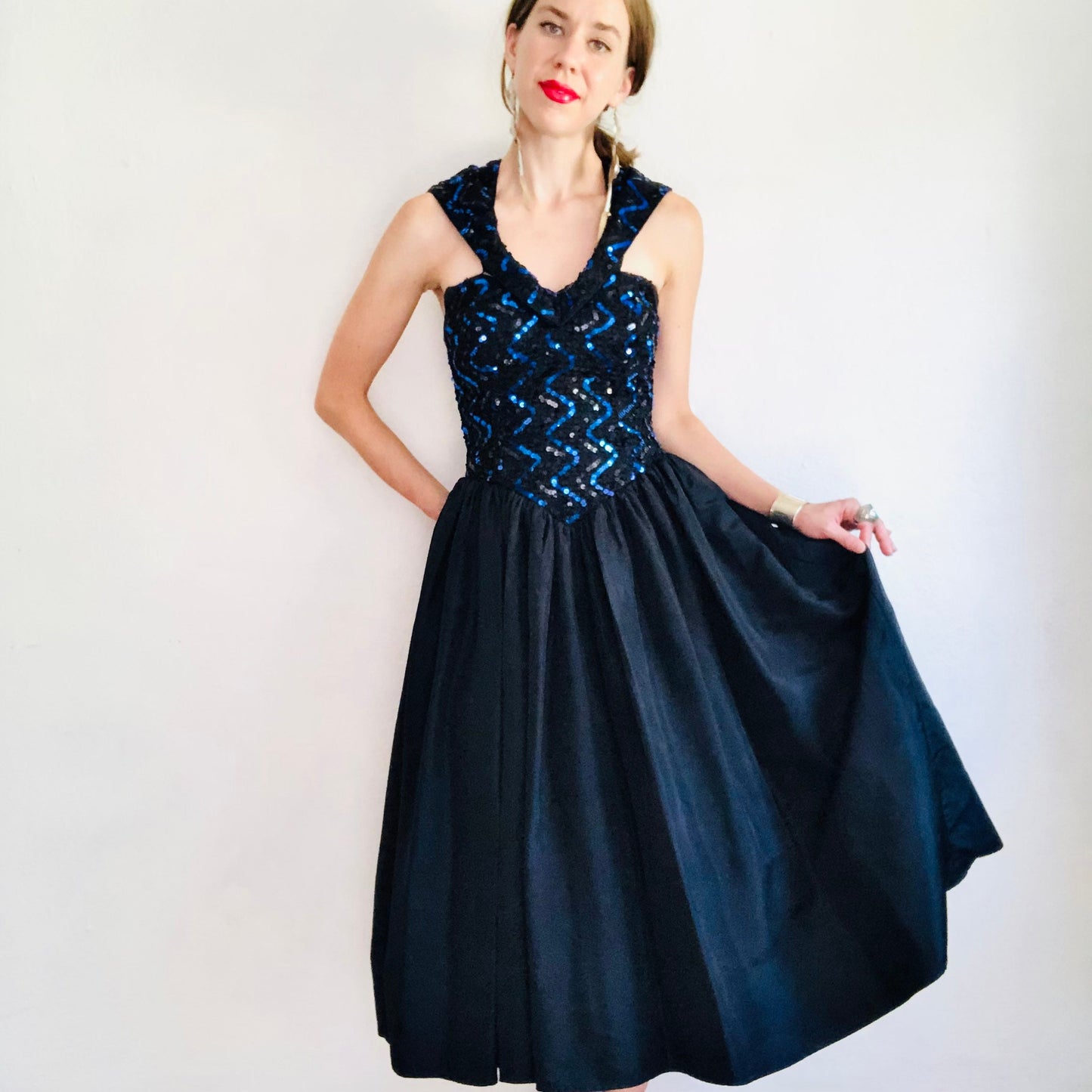80'S VINTAGE GUNNE SAX SEQUINED PARTY DRESS // SIZE SMALL