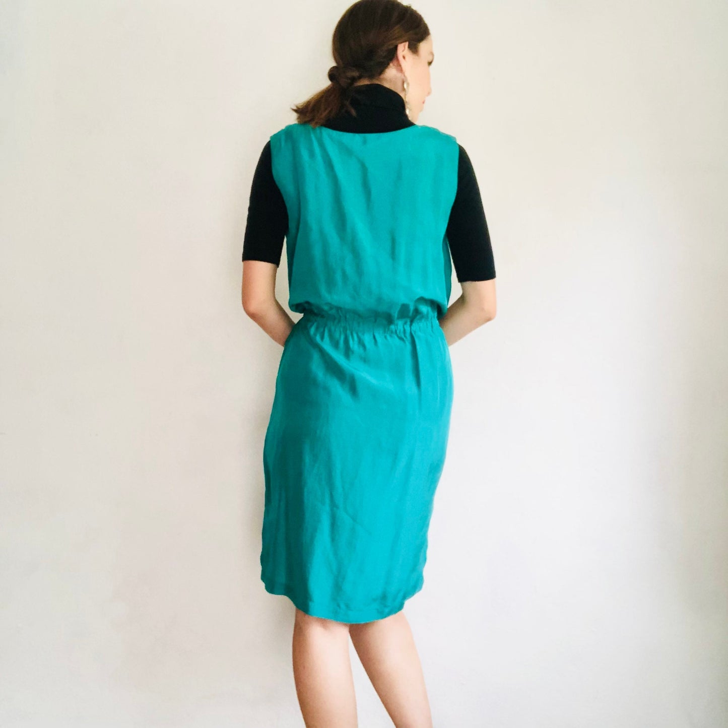 90'S VINTAGE VICTORIA'S SECRET TURQUOISE SILK DRESS // SIZE MEDIUM