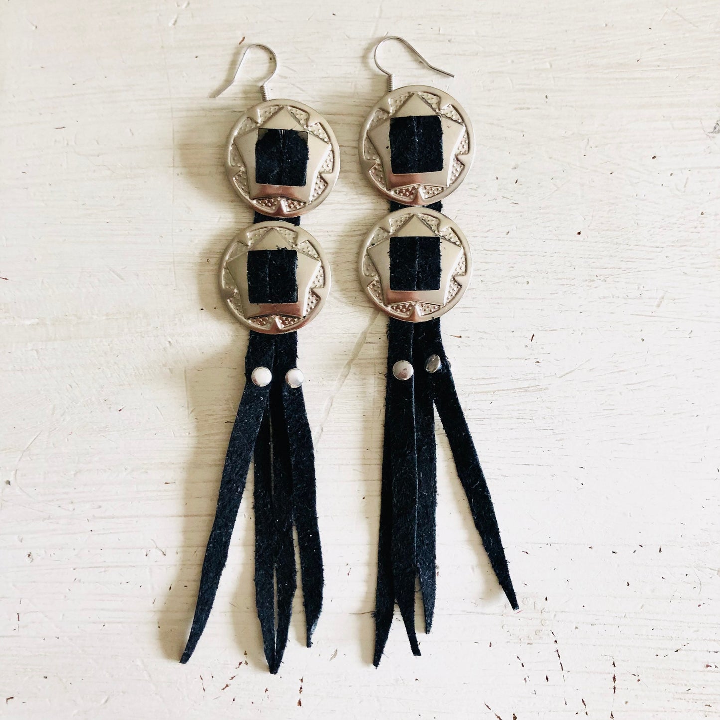 SDCV ORIGINAL HANDCRAFTED MINI CONCHO EARRINGS // BLACK