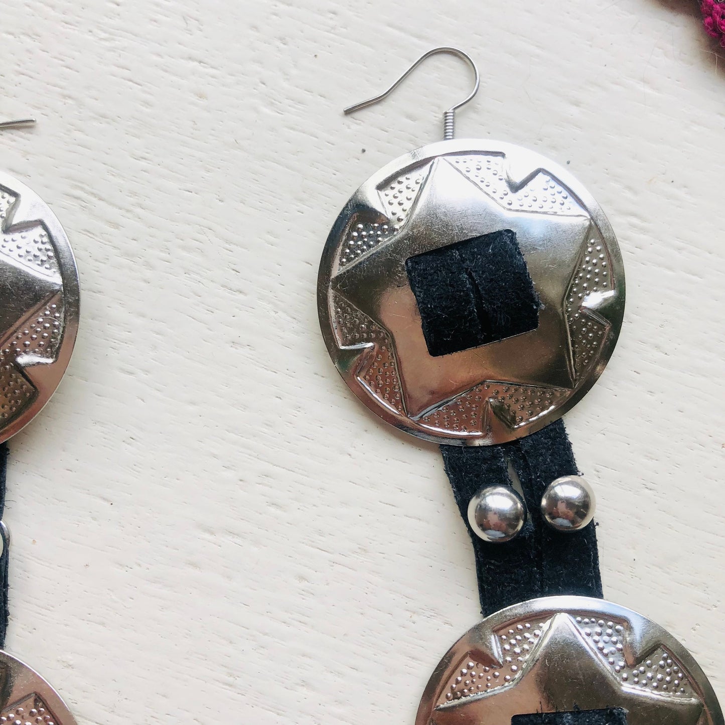 SDCV ORIGINAL HANDCRAFTED LARGE CONCHO EARRINGS // BLACK