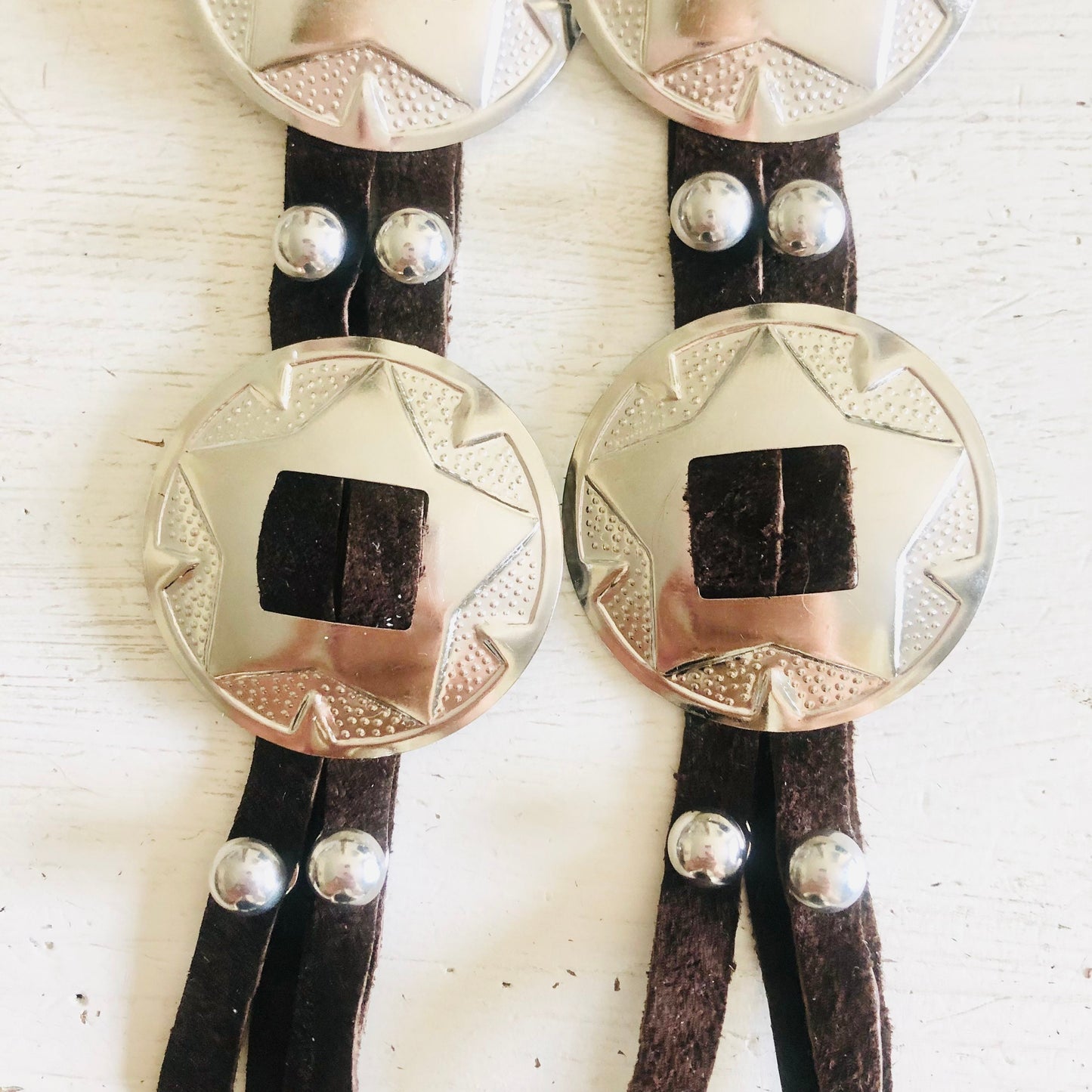 SDCV ORIGINAL HANDCRAFTED LARGE CONCHO EARRINGS // BROWN