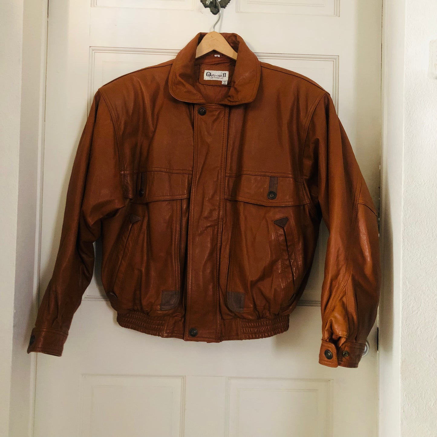 80’S VINTAGE LEATHER WESTERN BOMBER JACKET // SIZE MEDIUM