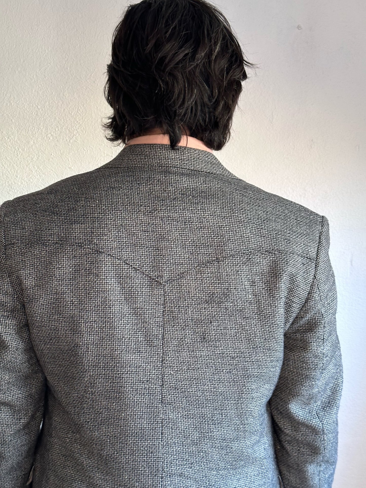 80’S VINTAGE GRAY TEXTURED WOOL WESTERN BLAZER // SIZE 42L