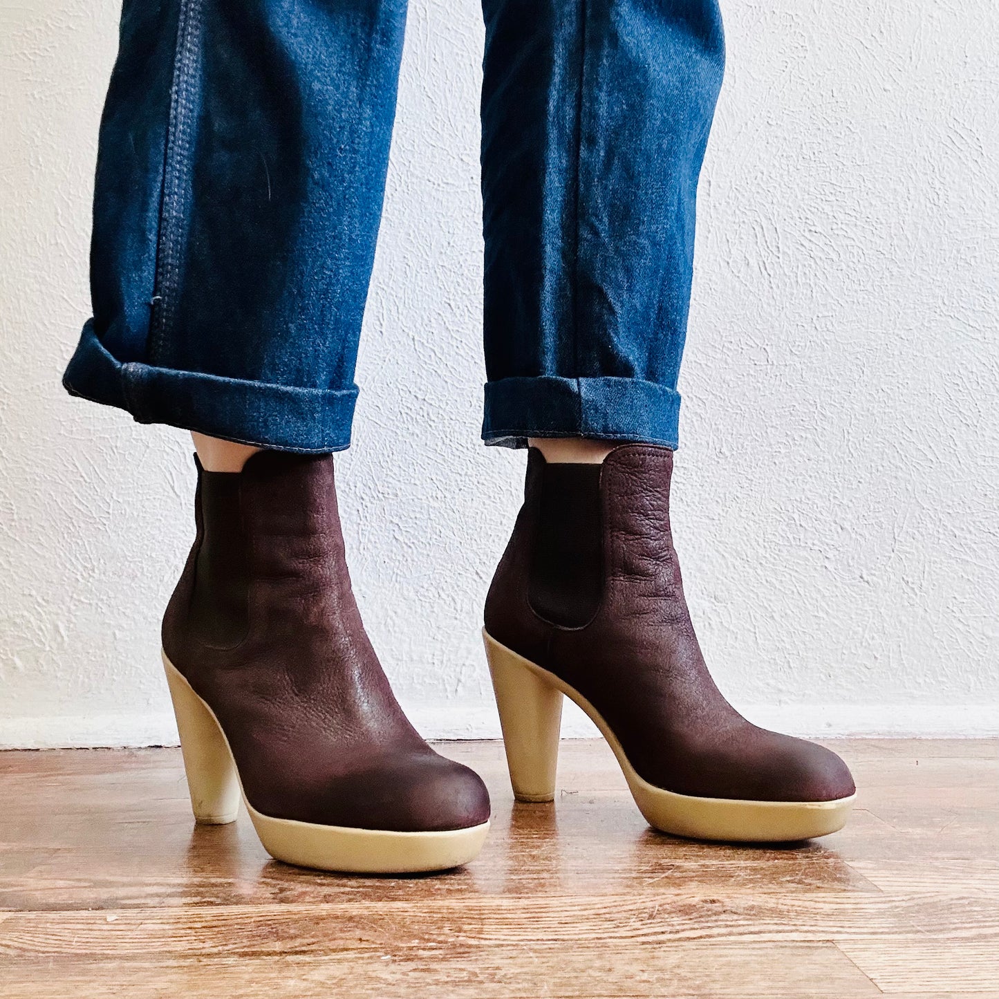 LANVIN LEATHER PLATFORM ANKLE BOOTS // SIZE 7.5