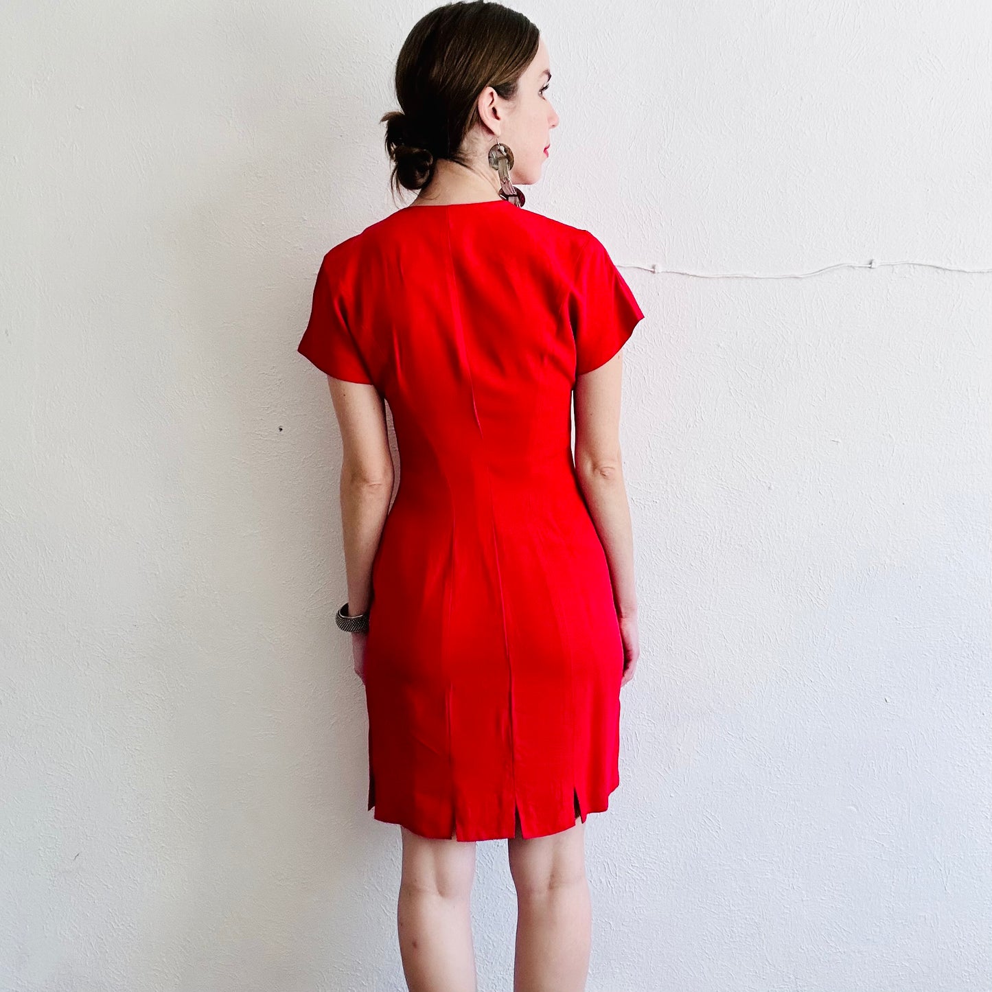 80'S VINTAGE RED BUTTON DOWN DRESS // SIZE SMALL