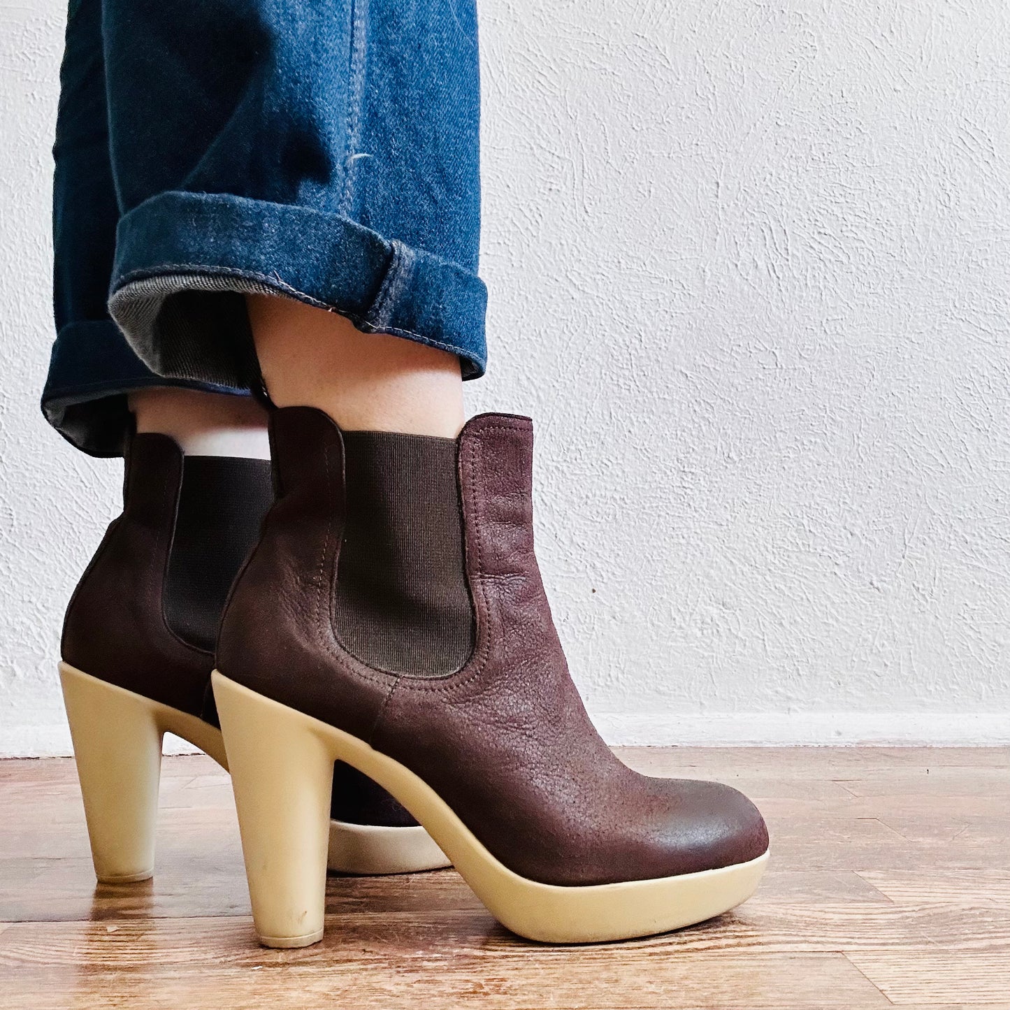 LANVIN LEATHER PLATFORM ANKLE BOOTS // SIZE 7.5