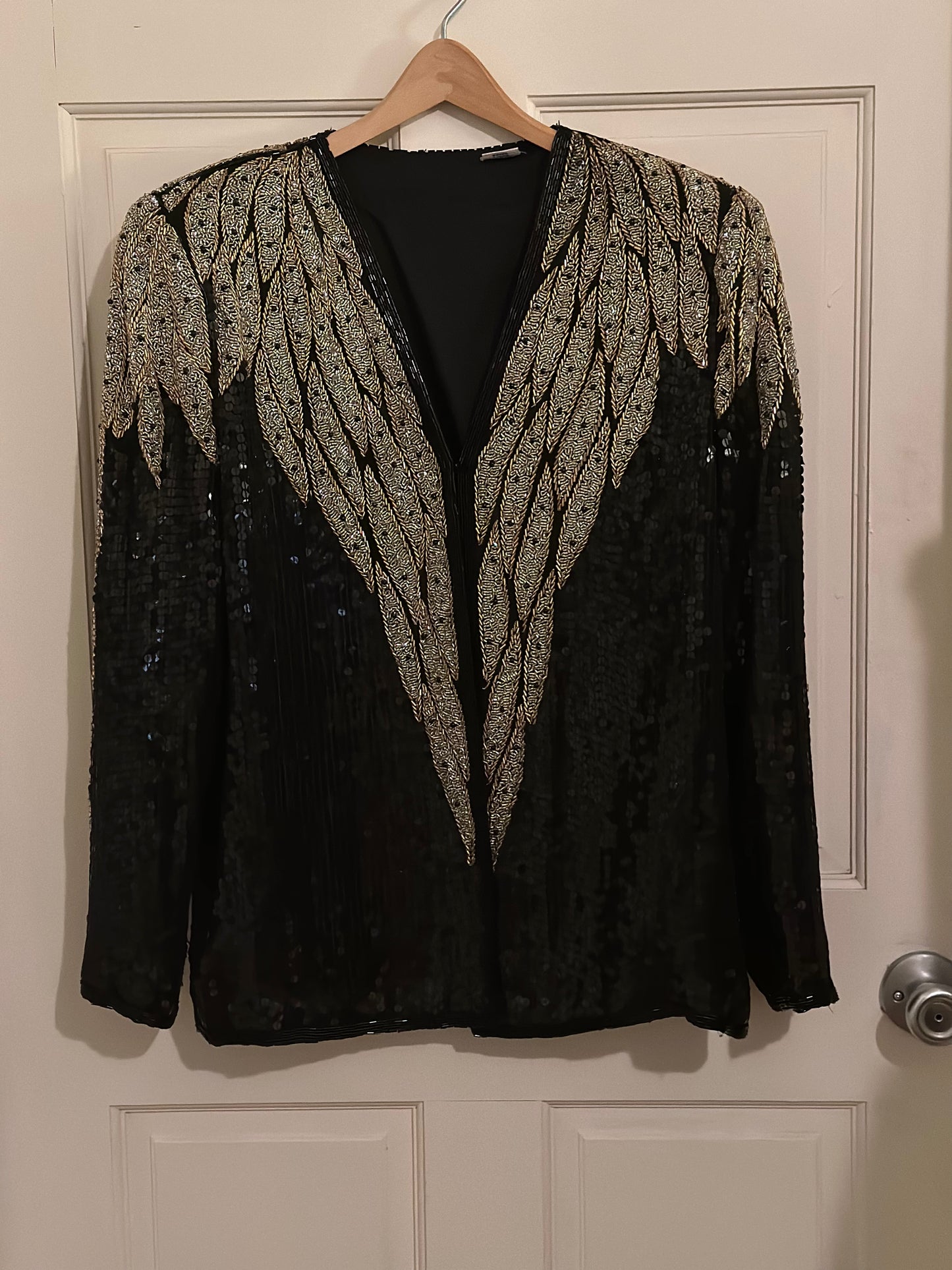 80’S VINTAGE BLACK SEQUINED JACKET // SIZE MEDIUM
