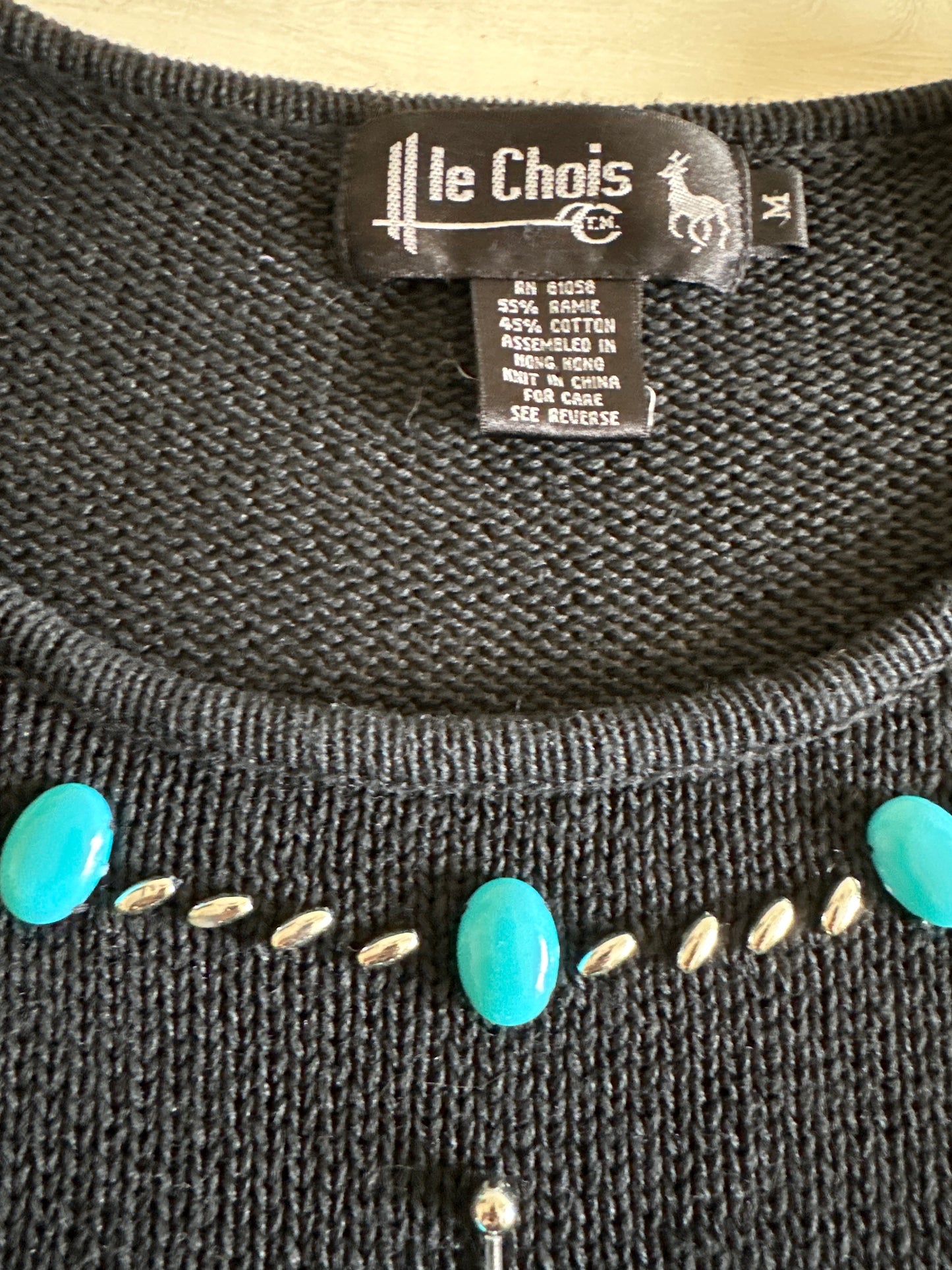 80'S VINTAGE SOUTHWESTERN BEADED SWEATER // SIZE MEDIUM