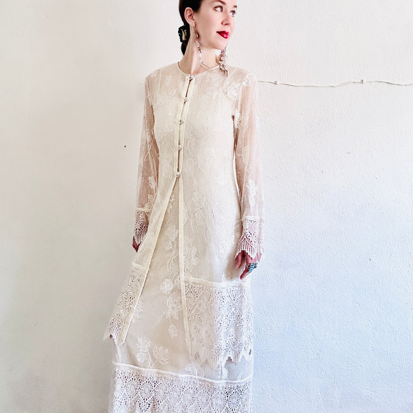 90'S VINTAGE SUE WONG WEDDING DRESS SET // SIZE SMALL