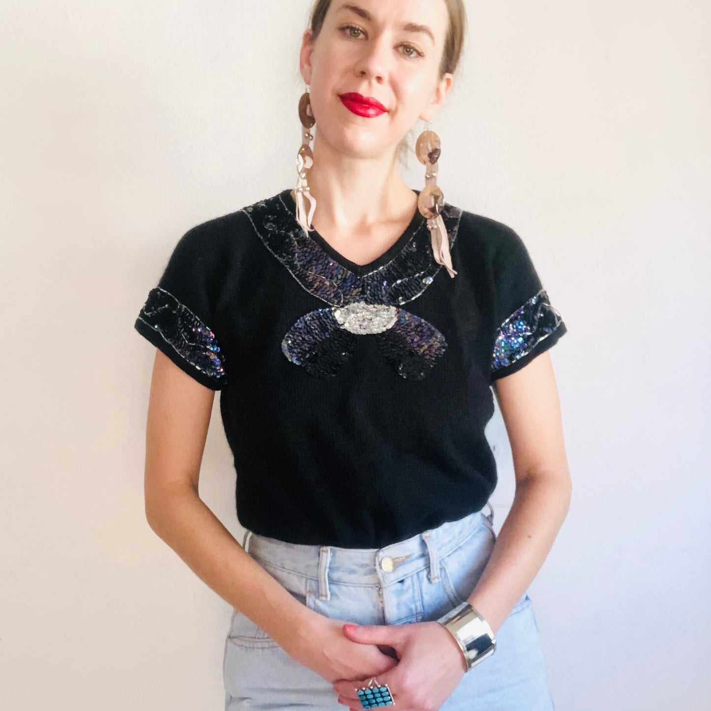 80'S VINTAGE TROMPE L'OEIL SWEATER // SIZE MEDIUM