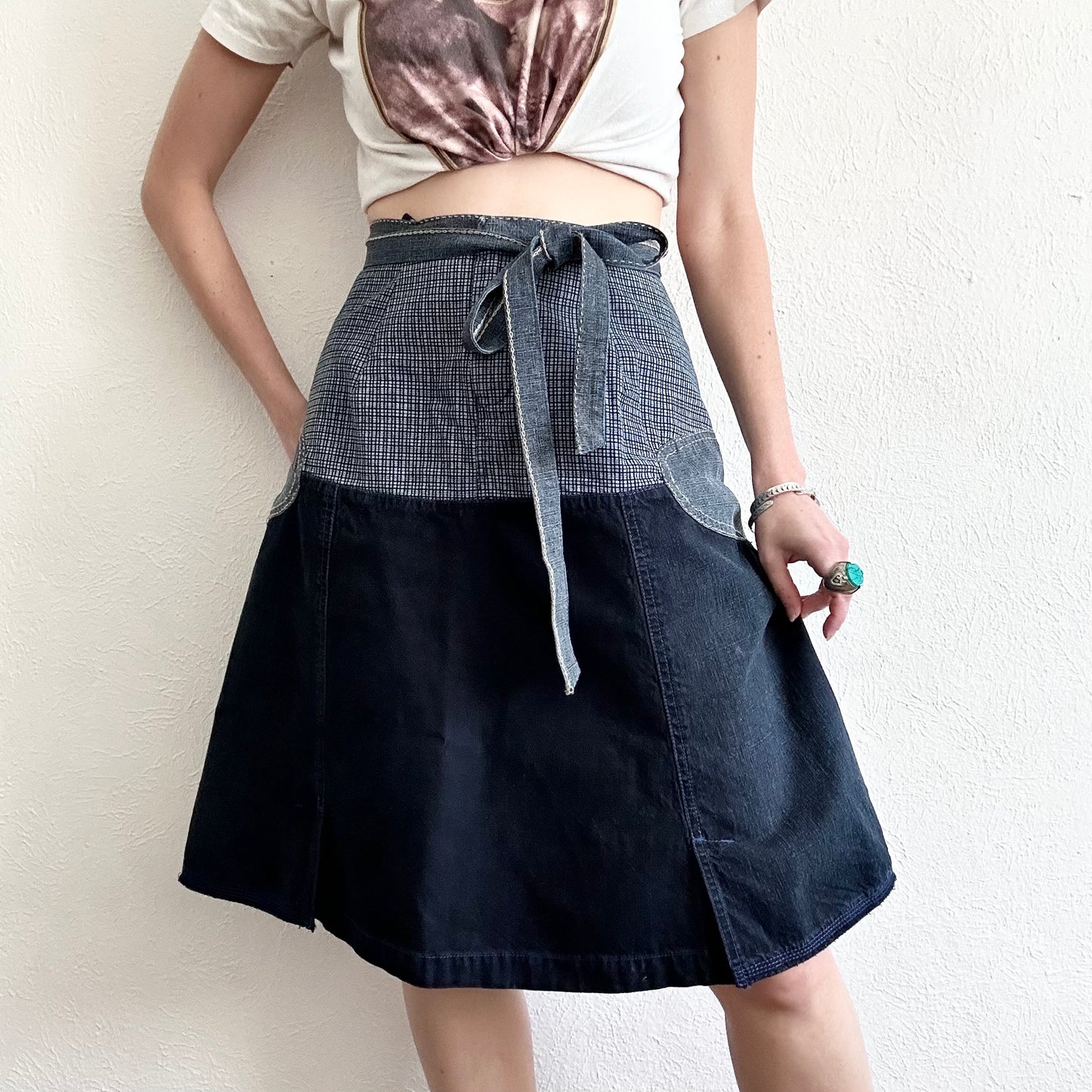 90'S VINTAGE GIRBAUD PATCH SKIRT // SIZE SMALL