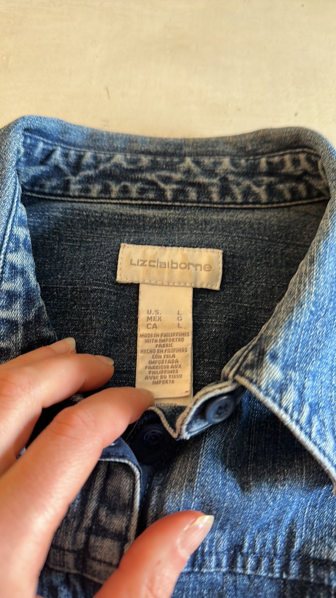 Y2K VTG DENIM LONG SLEEVE BLOUSE // SIZE LARGE