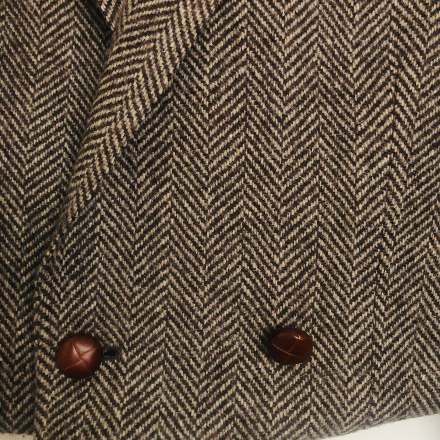 SDCV ORIGINAL WOOL BROWN HERRINGBONE CROPPED JACKET // SIZE MEDIUM/LARGE
