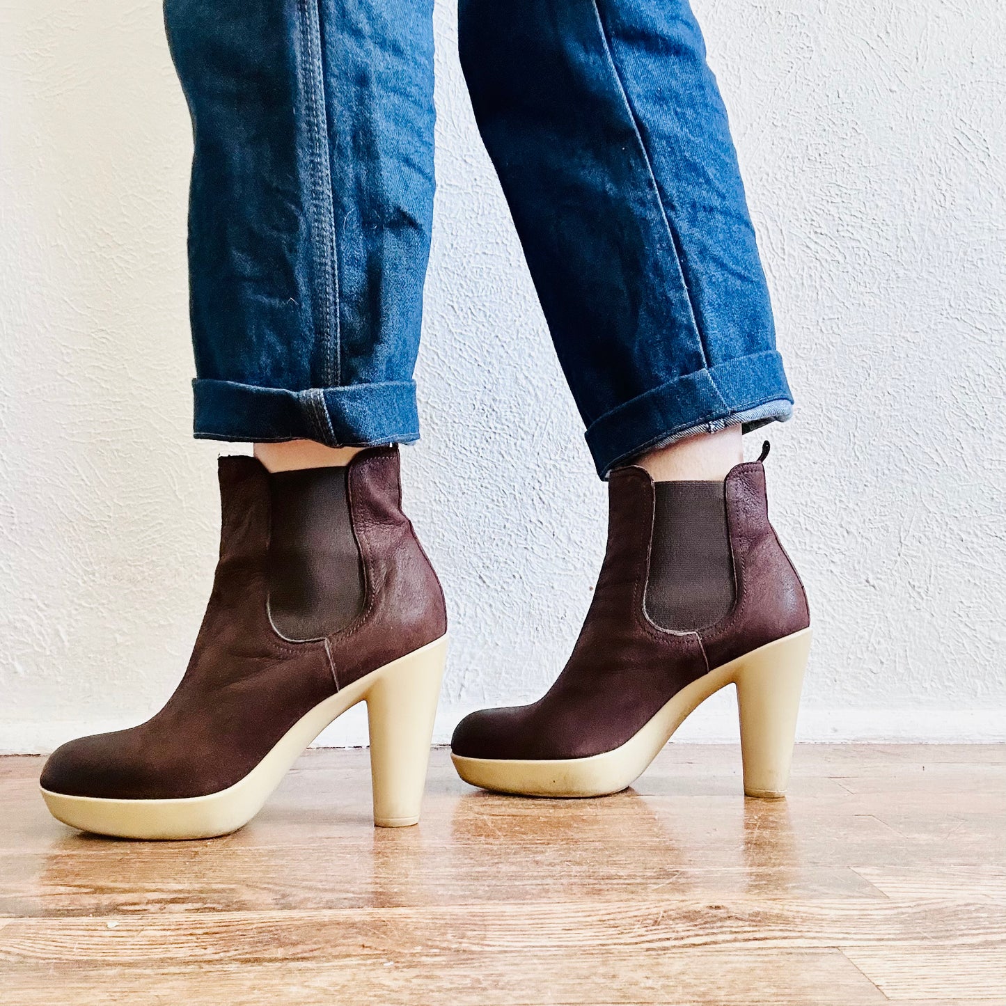 LANVIN LEATHER PLATFORM ANKLE BOOTS // SIZE 7.5