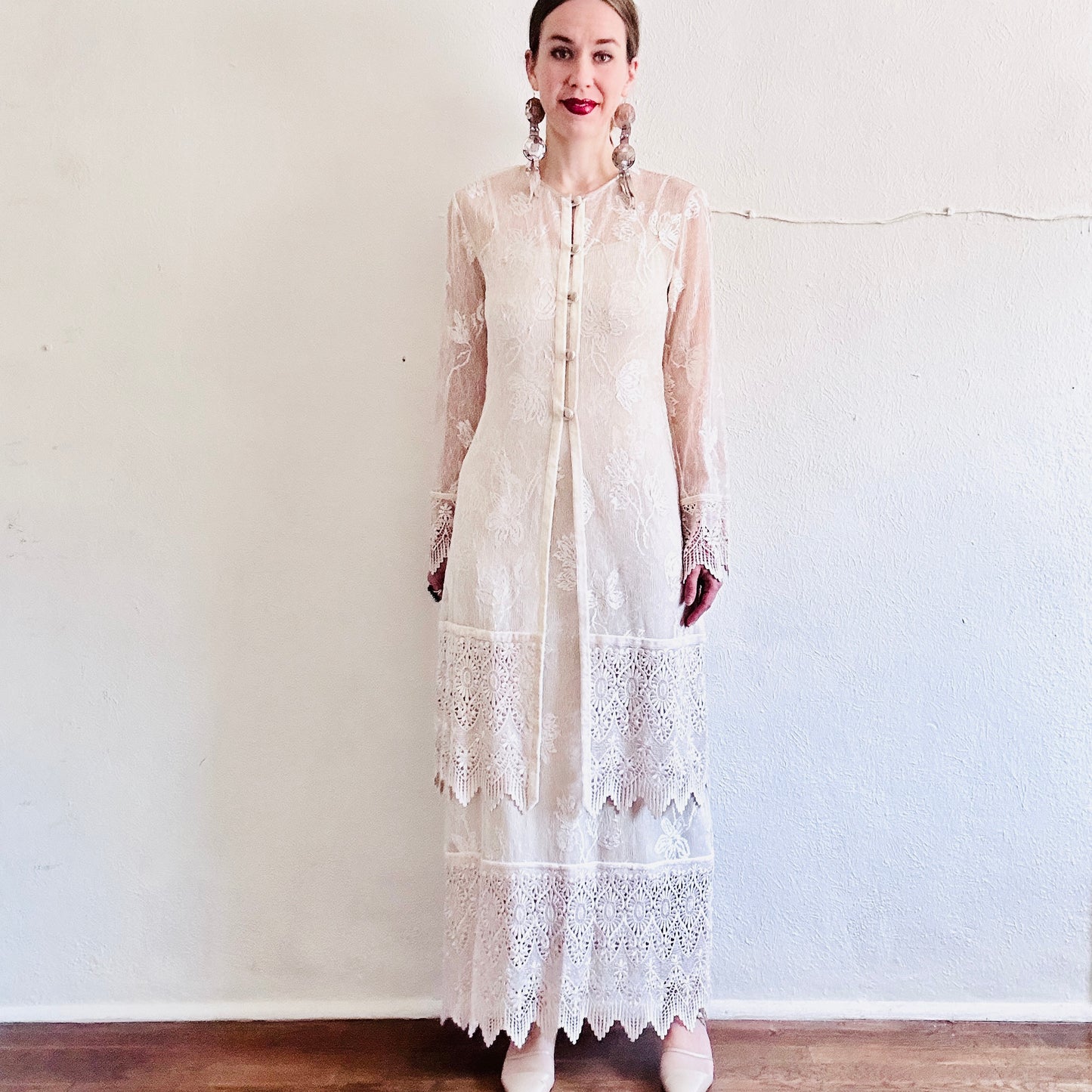 90'S VINTAGE SUE WONG WEDDING DRESS SET // SIZE SMALL