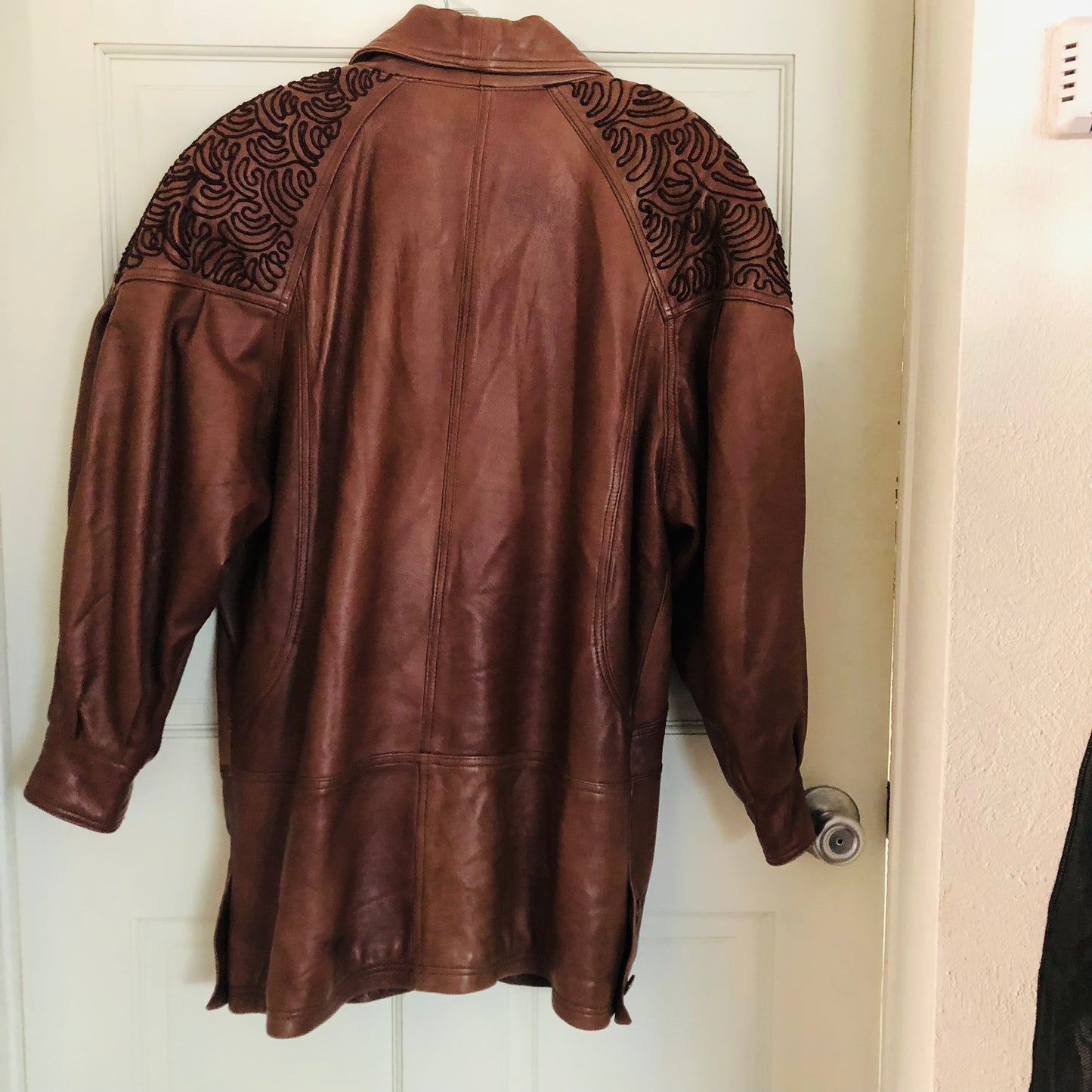 80'S VINTAGE ECHTES LEDER BROWN LEATHER WESTERN JACKET // SIZE MEDIUM