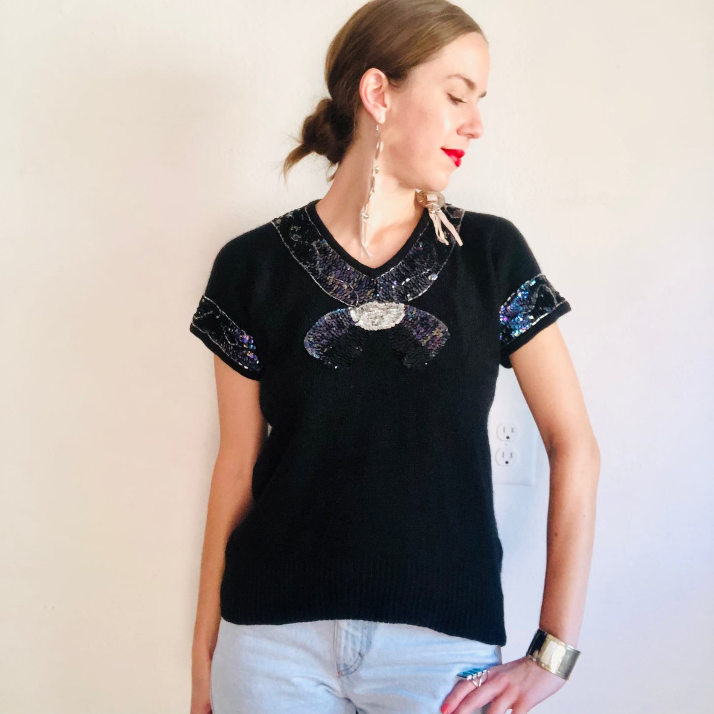 80'S VINTAGE TROMPE L'OEIL SWEATER // SIZE MEDIUM