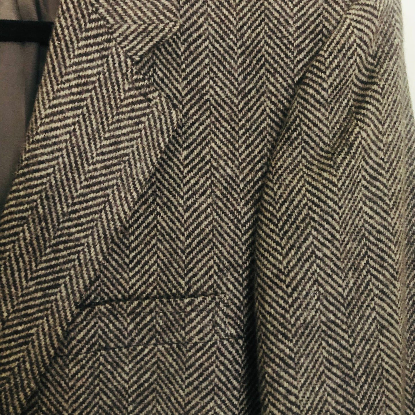 SDCV ORIGINAL WOOL BROWN HERRINGBONE CROPPED JACKET // SIZE MEDIUM/LARGE