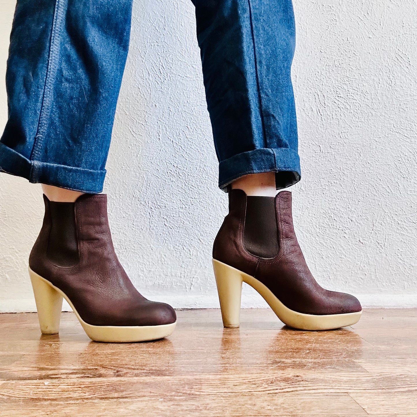 LANVIN LEATHER PLATFORM ANKLE BOOTS // SIZE 7.5