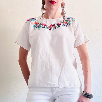 VINTAGE COLORFUL OAXACAN BLOUSE // SIZE SMALL