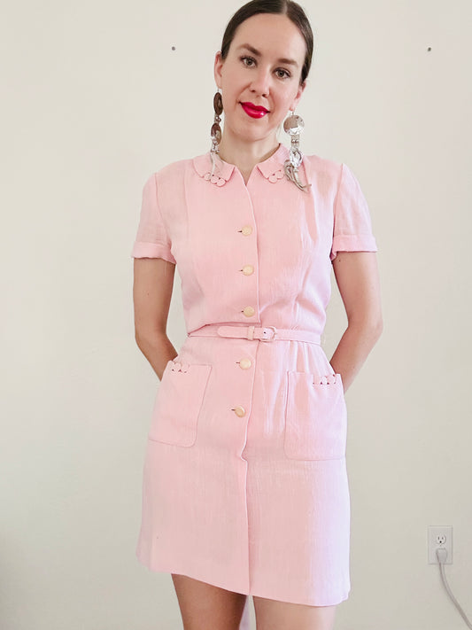 60’S VINTAGE PINK DRESS // SIZE SMALL