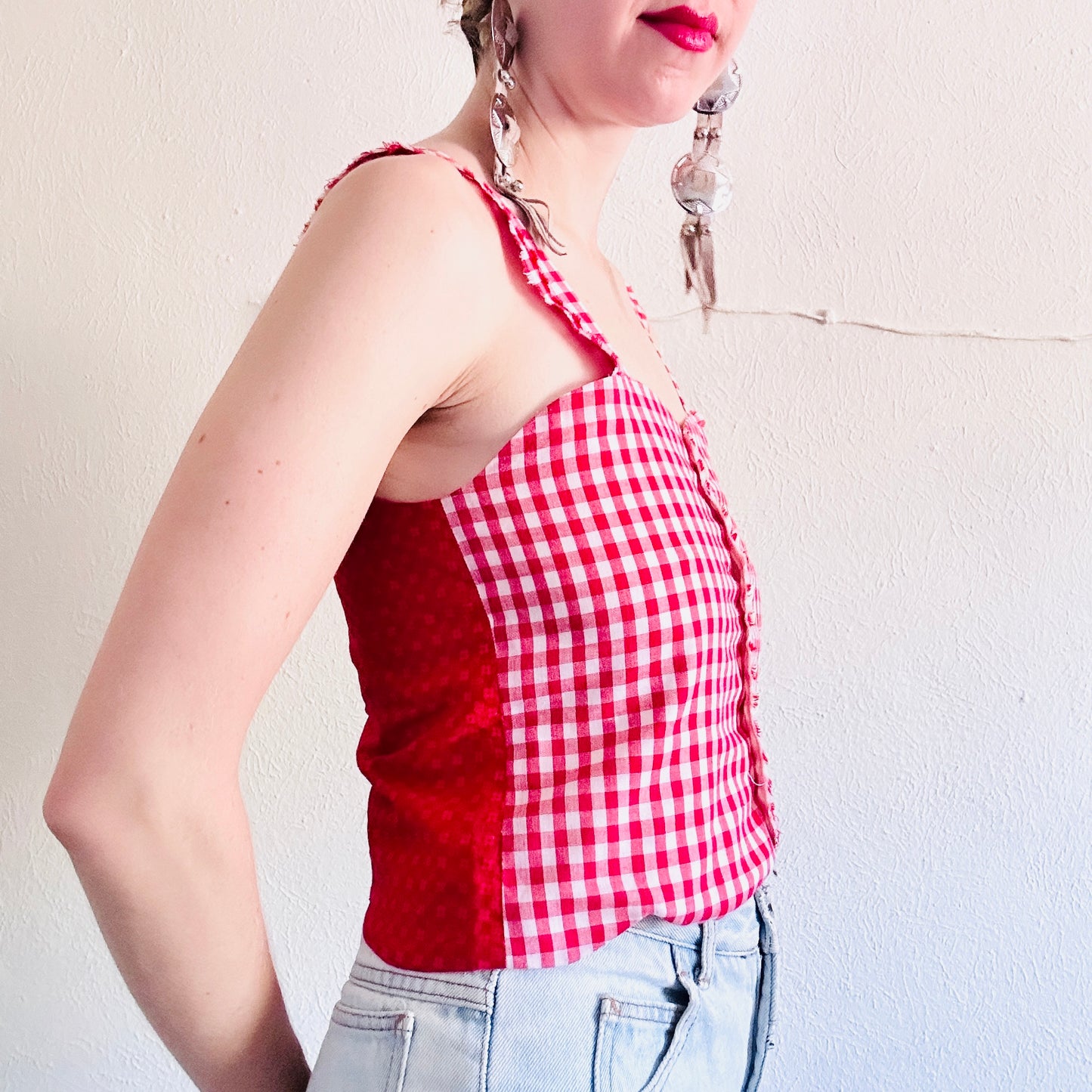 COTTON GINGHAM CROP TOP // SIZE MEDIUM