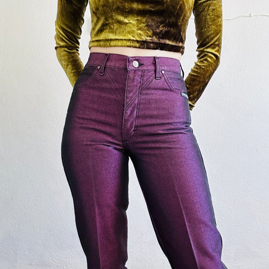 90'S VINTAGE ROUGHRIDER METALLIC JEANS // WAIST SIZE 26