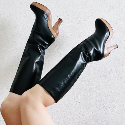 MARNI LEATHER WOODEN BOOTS  // SIZE 7.5