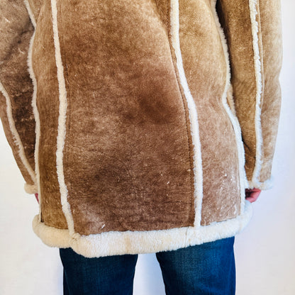 60’S VINTAGE H BAR C SHEEPSKIN SHEARLING JACKET // SIZE MEDIUM