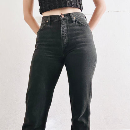 Vintage Women's 80's Wrangler Jeans, Black, High Waisted, Tapered Leg, Denim  M 