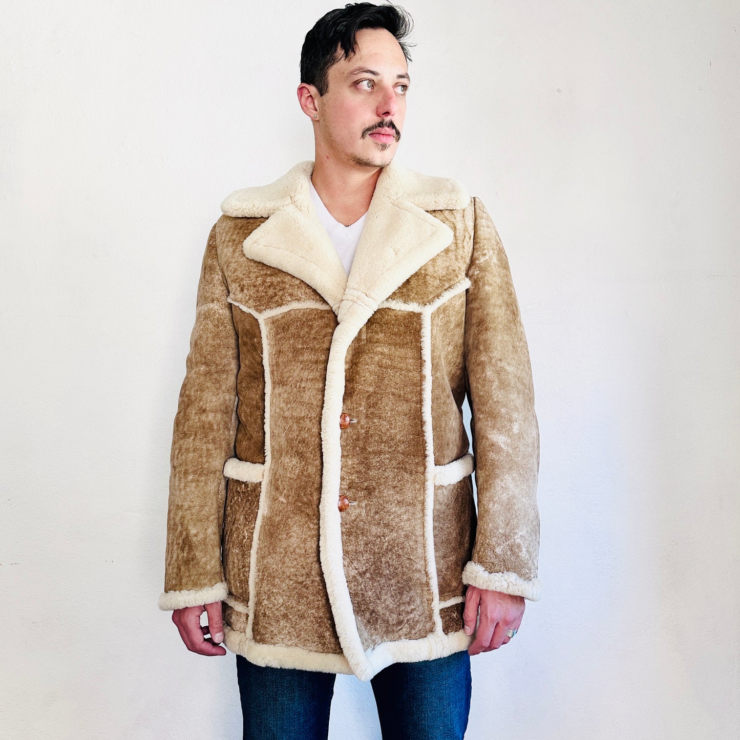 60’S VINTAGE H BAR C SHEEPSKIN SHEARLING JACKET // SIZE MEDIUM