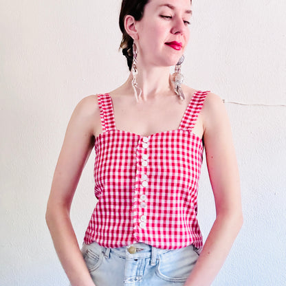 COTTON GINGHAM CROP TOP // SIZE MEDIUM