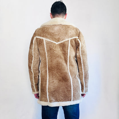 60’S VINTAGE H BAR C SHEEPSKIN SHEARLING JACKET // SIZE MEDIUM