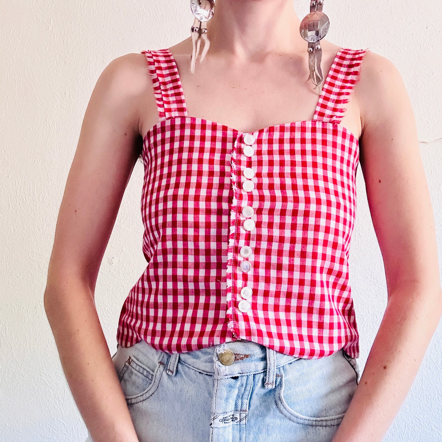 COTTON GINGHAM CROP TOP // SIZE MEDIUM