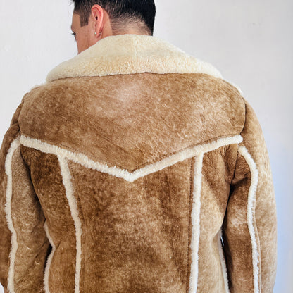 60’S VINTAGE H BAR C SHEEPSKIN SHEARLING JACKET // SIZE MEDIUM