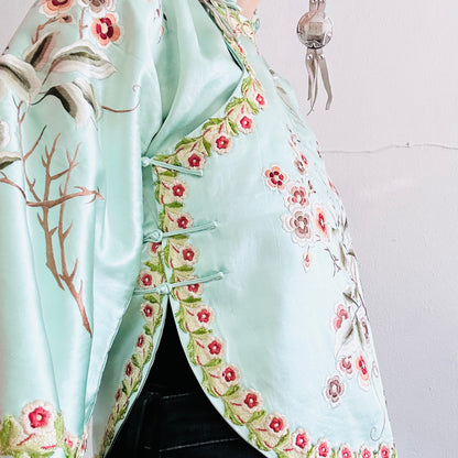 50'S VINTAGE SILK CHINESE EMBROIDERED JACKET // SIZE XSMALL