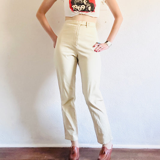 90’S VINTAGE TAN COTTON PANTS // WAIST SIZE 25