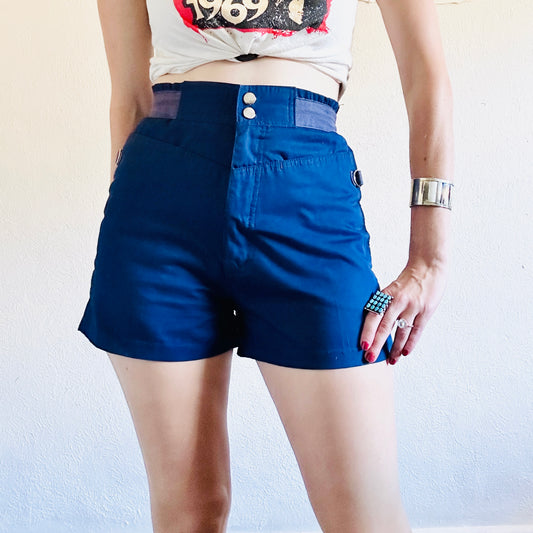 80'S VINTAGE BLUE BOOTY SHORTS // SIZE SMALL