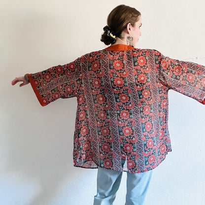 CHIFFON KIMONO INSPIRED ROBE JACKET // MEDIUM