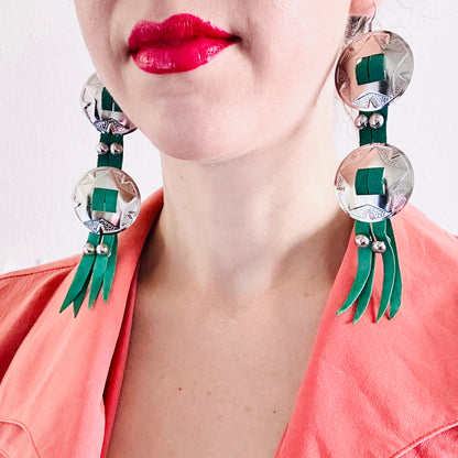 SDCV ORIGINAL HANDCRAFTED LARGE CONCHO EARRINGS // TURQUOISE