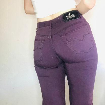 90'S VINTAGE VERSACE JEANS COUTURE PURPLE JEANS // WAIST SIZE 26