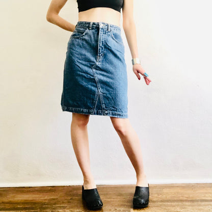 80'S VINTAGE DENIM PENCIL SKIRT // SIZE MEDIUM