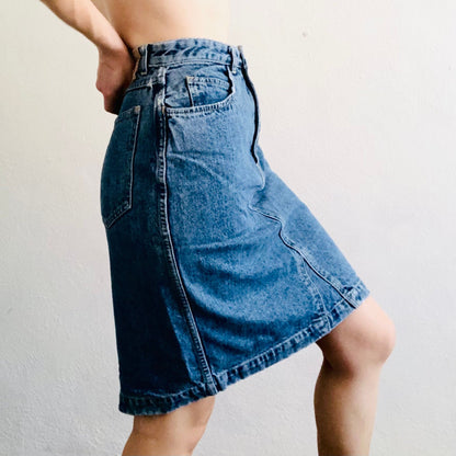 80'S VINTAGE DENIM PENCIL SKIRT // SIZE MEDIUM