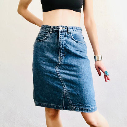 80'S VINTAGE DENIM PENCIL SKIRT // SIZE MEDIUM