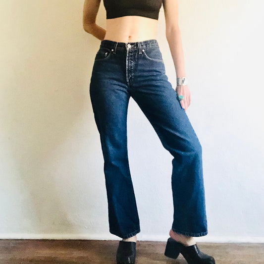 90'S VINTAGE ANCHOR BLUE STRAIGHT LEG JEANS // WAIST SIZE 28