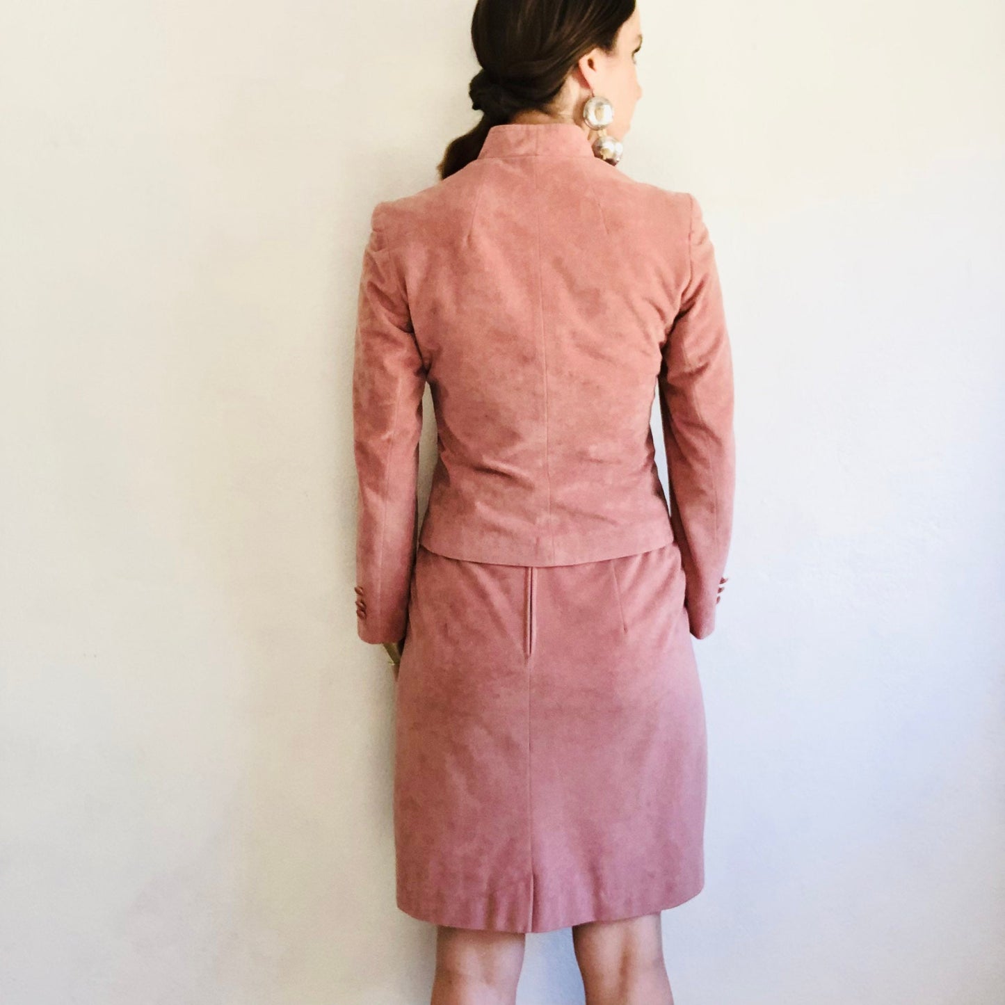 70'S VINTAGE PINK ULTRASUEDE SUIT // SIZE SMALL PETITE