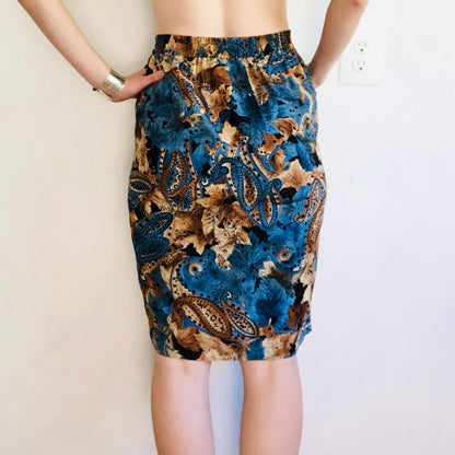 80'S VINTAGE SILK WRAP SKIRT // SIZE SMALL